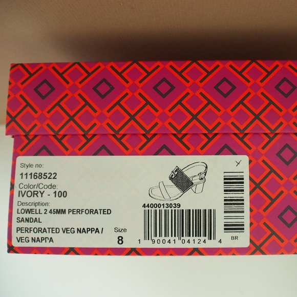 Tory Burch Lowell II Perforated Sandals-S:8 Ivory - Picture 10 of 10